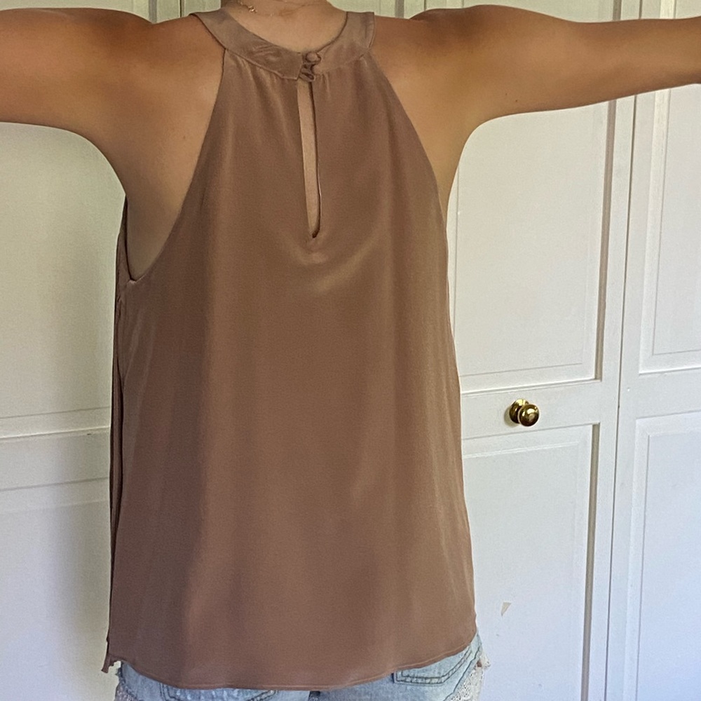 Lavender Brown taupe fringe shirt